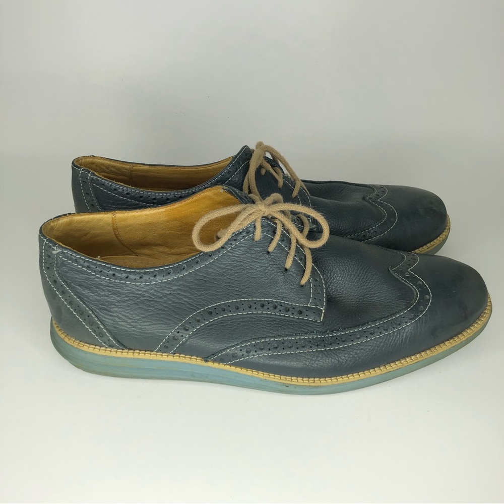 sandro moscoloni mens shoes lace up men size 10.5D blue leather upper